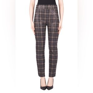 JOSEPH RIBKOFF Taupe-Black Plaid Pant